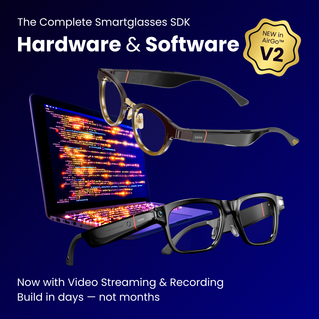 Developer working with the Solos smartglasses SDK
